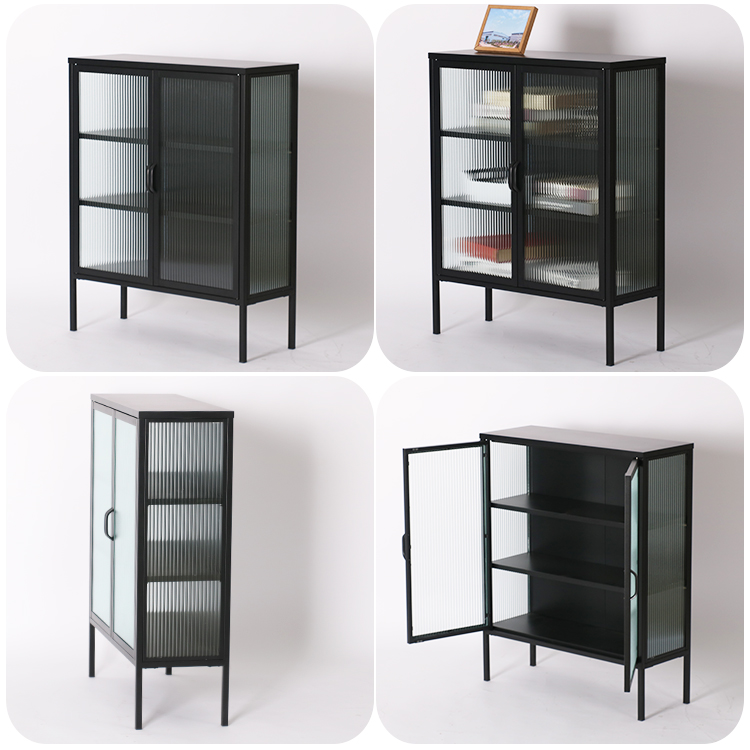 metal sideboard glass cabinet metal glass bookcase living room storage cabinet